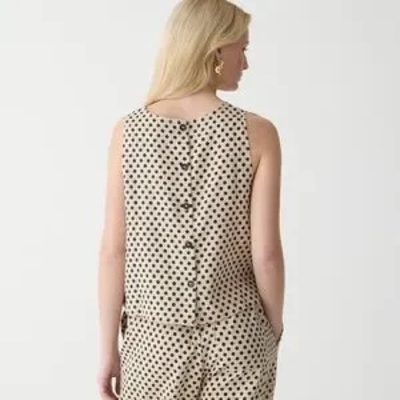 J. Crew Maxine button-back top in dot linen - Picture 3 of 4